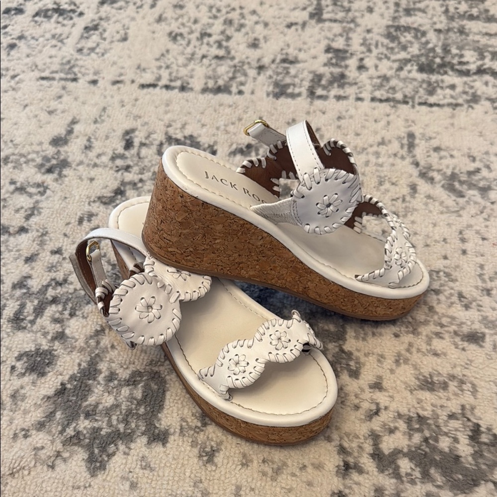 Jack Rogers Girls White Wedge Sandals